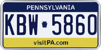 PA license plate KBW5860