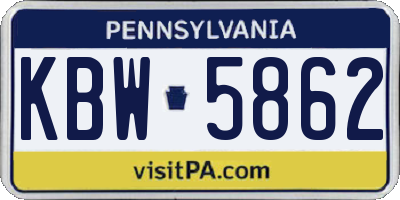 PA license plate KBW5862