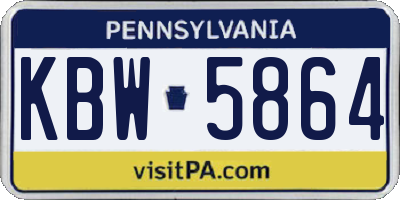 PA license plate KBW5864