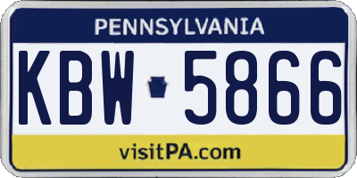 PA license plate KBW5866