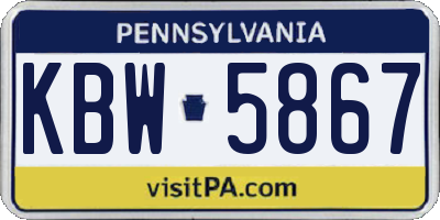 PA license plate KBW5867