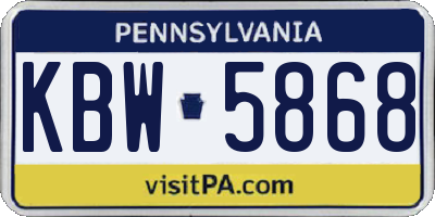 PA license plate KBW5868