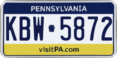 PA license plate KBW5872