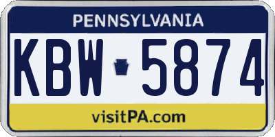 PA license plate KBW5874