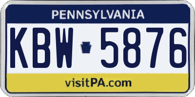 PA license plate KBW5876
