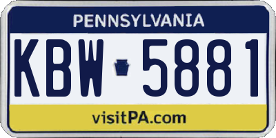 PA license plate KBW5881