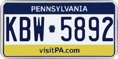 PA license plate KBW5892