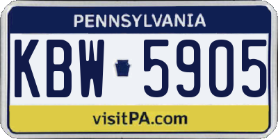 PA license plate KBW5905