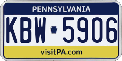 PA license plate KBW5906