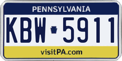 PA license plate KBW5911