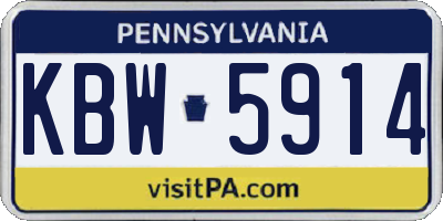 PA license plate KBW5914