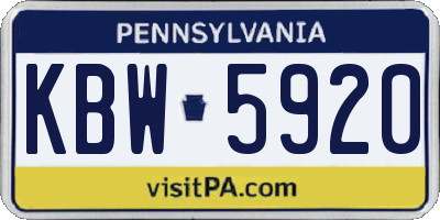 PA license plate KBW5920