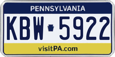 PA license plate KBW5922