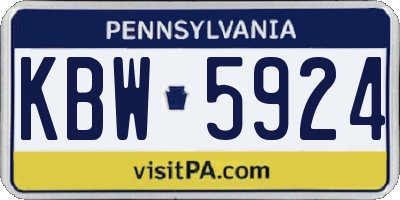 PA license plate KBW5924