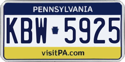 PA license plate KBW5925