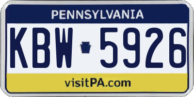 PA license plate KBW5926