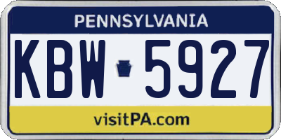 PA license plate KBW5927
