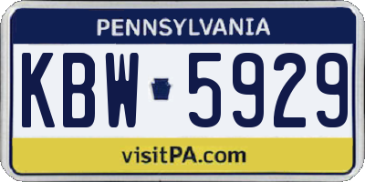 PA license plate KBW5929