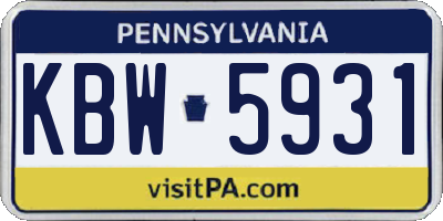 PA license plate KBW5931