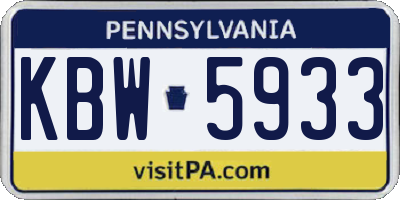 PA license plate KBW5933