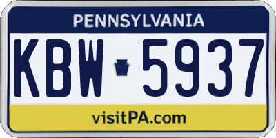 PA license plate KBW5937