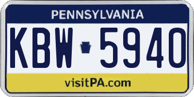 PA license plate KBW5940