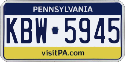 PA license plate KBW5945