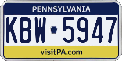 PA license plate KBW5947
