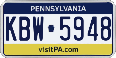 PA license plate KBW5948
