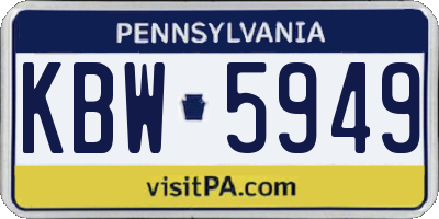 PA license plate KBW5949