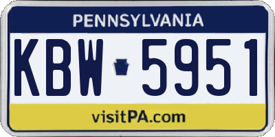 PA license plate KBW5951