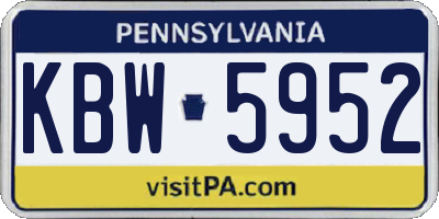 PA license plate KBW5952