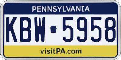 PA license plate KBW5958