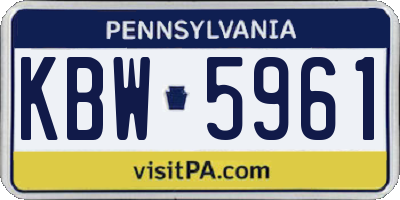 PA license plate KBW5961