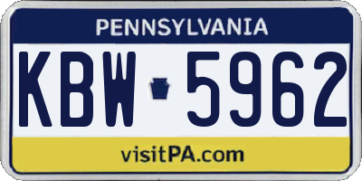 PA license plate KBW5962