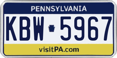 PA license plate KBW5967