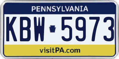 PA license plate KBW5973