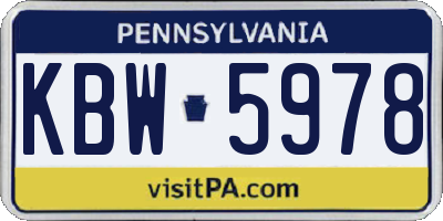 PA license plate KBW5978
