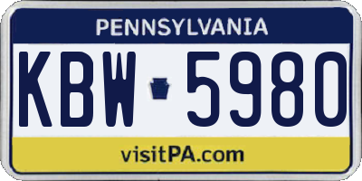 PA license plate KBW5980