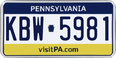PA license plate KBW5981