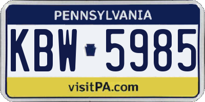 PA license plate KBW5985