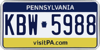 PA license plate KBW5988