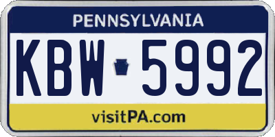 PA license plate KBW5992
