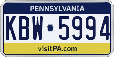 PA license plate KBW5994