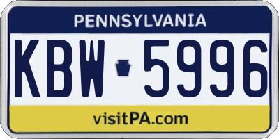 PA license plate KBW5996