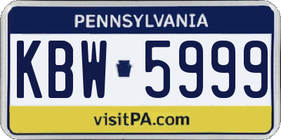 PA license plate KBW5999