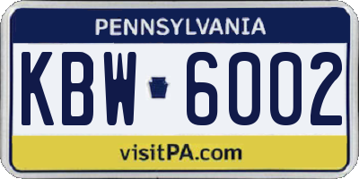 PA license plate KBW6002