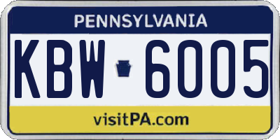 PA license plate KBW6005