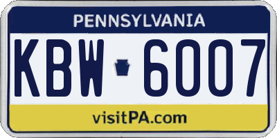 PA license plate KBW6007