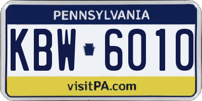 PA license plate KBW6010